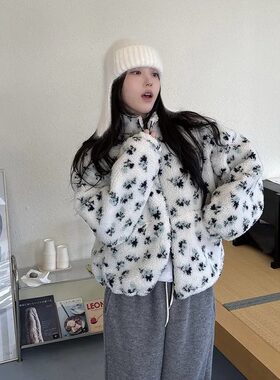 丝棉短韩版宽松碎花夹克外套棉服
