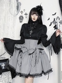 胖MM大码 万圣节穿搭亚文化条纹半身裙辣妹亚比y2k上衣蓬蓬裙套装
