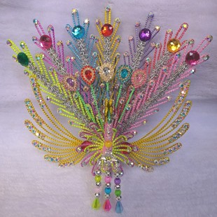 戏曲头饰七尾小正凤凰纯手工制作古装戏剧头饰配件小七尾凤冠头饰