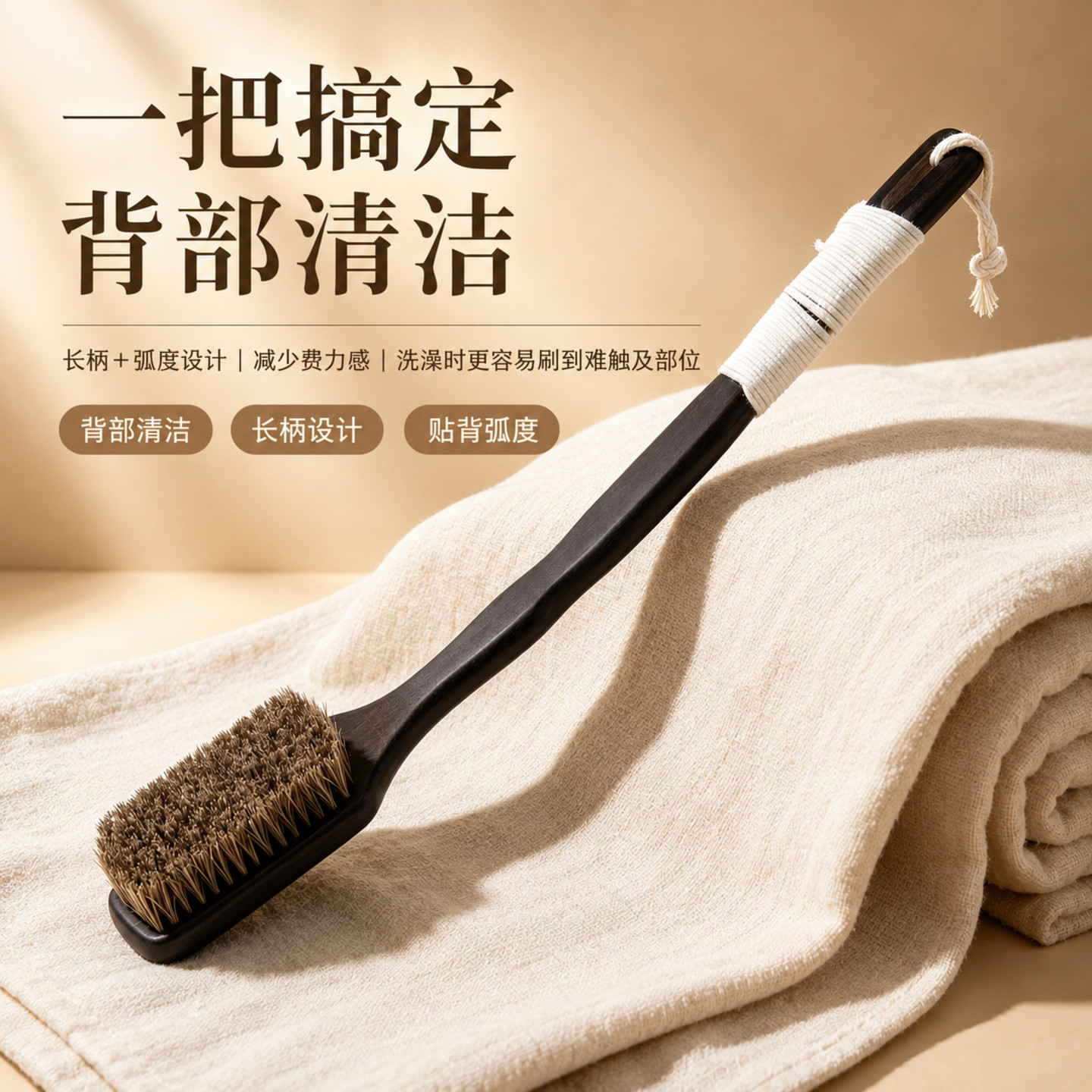 楠竹长柄贴背去角质浴刷