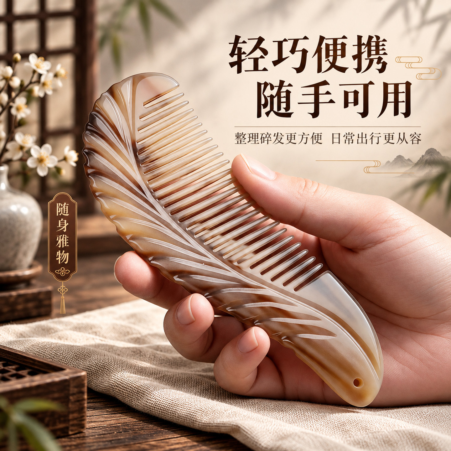 天然牛角尖尾梳防滑细齿不拉扯