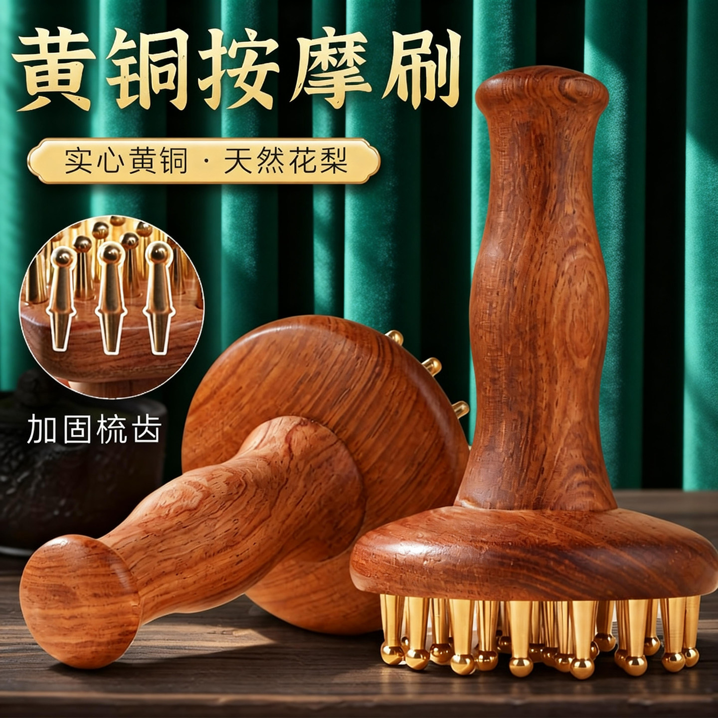 黄铜经络刷按摩器揉肚子神器按腹疏肝胆全身通用带脉头部经络梳子