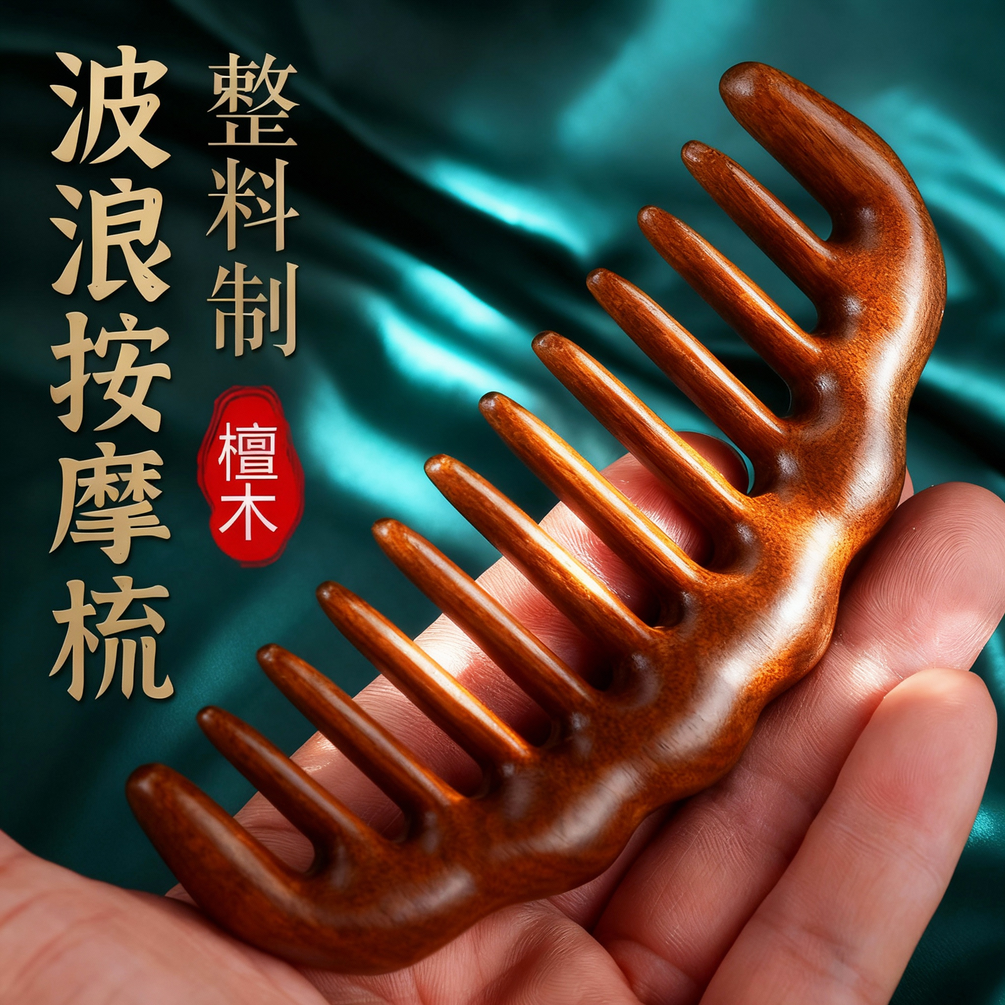 金丝檀木梳子头皮经络头疗按摩