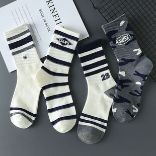 袜子男款长筒ins潮百搭防臭男生运动冬季棉袜中筒男士秋冬篮球袜