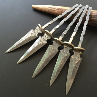 茶刀香刀茶锥茶针茶剑 大马士革钢刀胚刀头手工DIY茶道配件直销