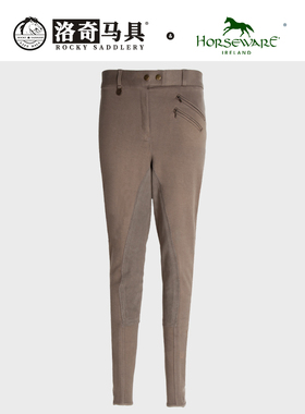 horseware左口袋双拉链针织半皮马裤HW85073