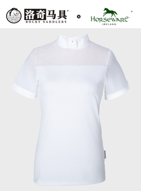 Horseware女款立领网布拼接款短袖T恤HW85042