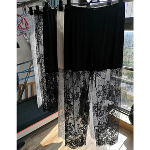 女旗袍内搭衬裤汉服防走光阔腿七分裤夏季新款睫毛蕾丝花边九分裤