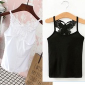 上衣薄款 2022夏季 莫代尔儿童吊带背心女童无袖 后背蝴蝶镂空背心