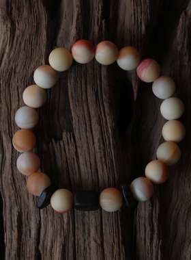 FHSTUDIO原创独立设计禅意蜜桃玛瑙石珠沉香木新中式手镯手串手镯