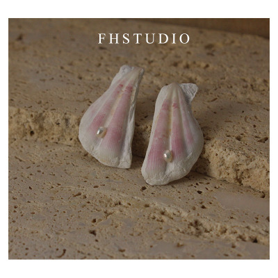 FHSTUDIO原创设计白雕塑贝壳耳钉