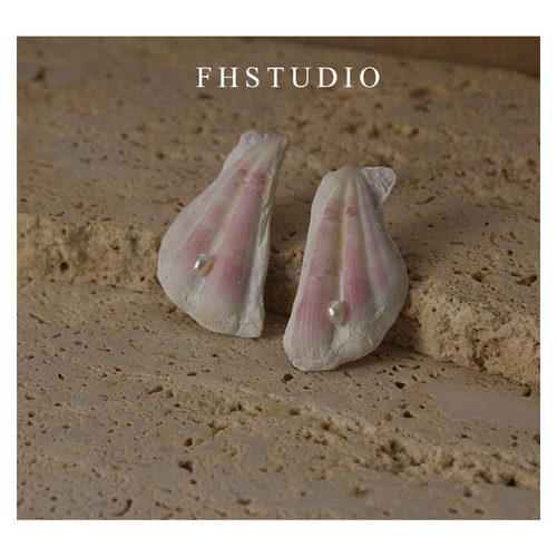 FHSTUDIO原创设计白雕塑贝壳耳钉