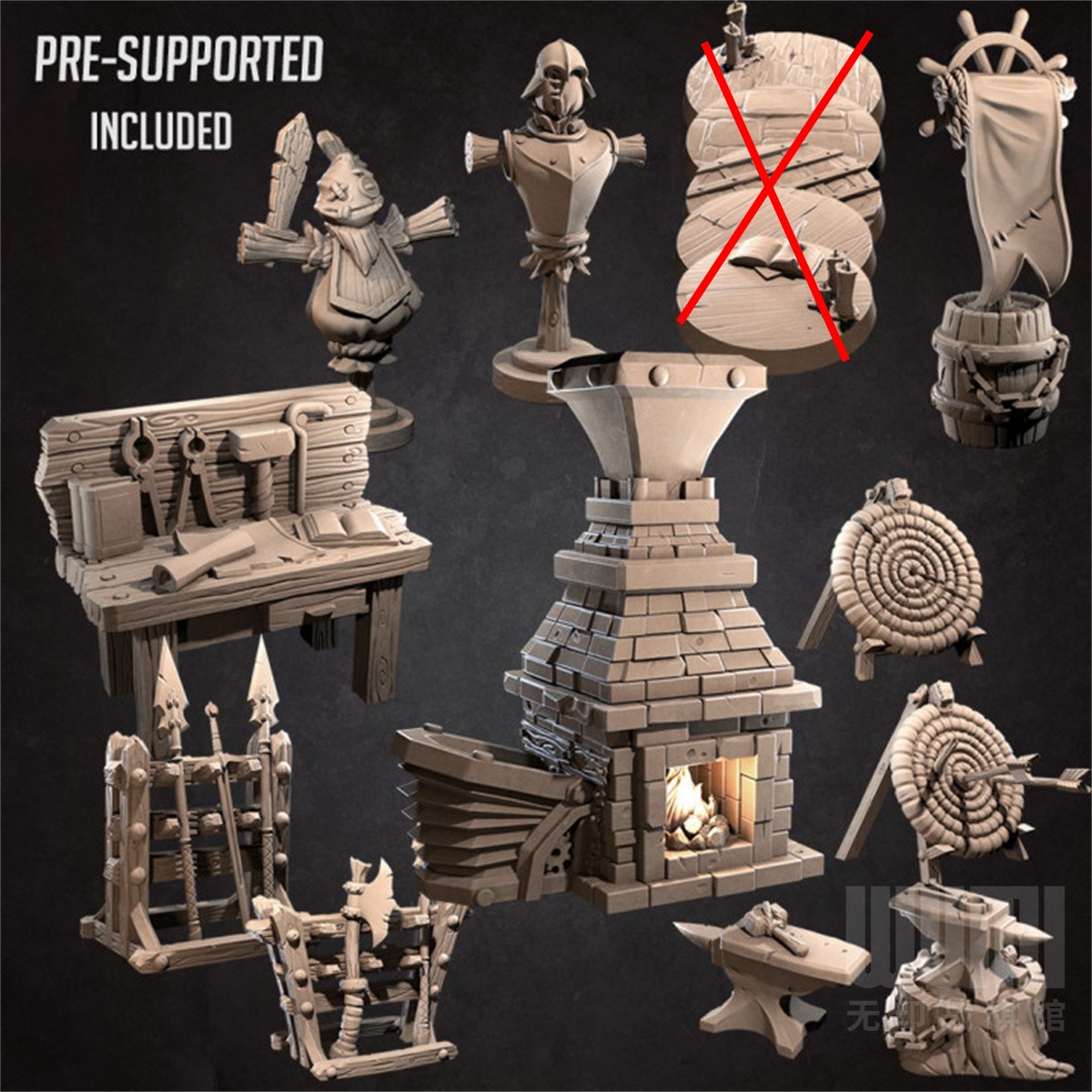 【铁匠铺】武器架 装备架 锻造炉 铁砧 店招 箭靶 工作台 DND道具