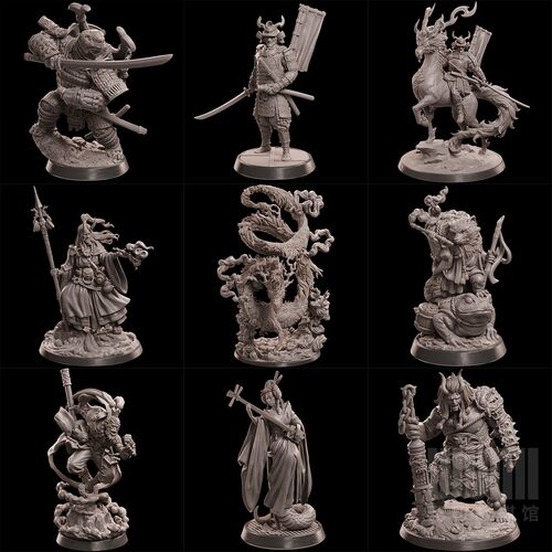 【东瀛武士】恶鬼 人类 忍者 孙悟空龙 天狗 DND桌游跑团棋子模型