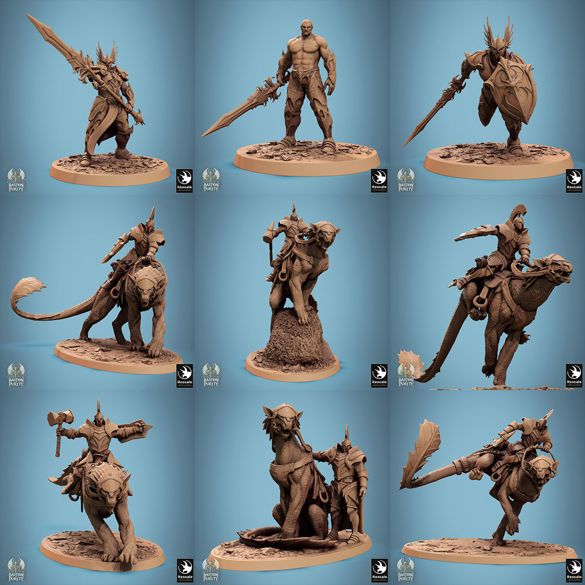 【骑士团】豹骑士 以太剑战士 大锤重甲 龙与地下城 DND战棋模型