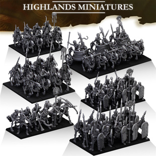 【骷髅】骑射手战车 长矛兵 步兵旗手号手 中古战争锤神棋子模型