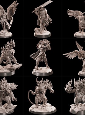 【地狱战争】 天使 恶魔 兽人 半羊人 骑士 DND桌游跑团棋子模型