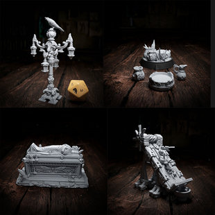 地牢道具烛台 酷刑台 石棺 邪教容器 龙与地下城白模 dnd场景模型
