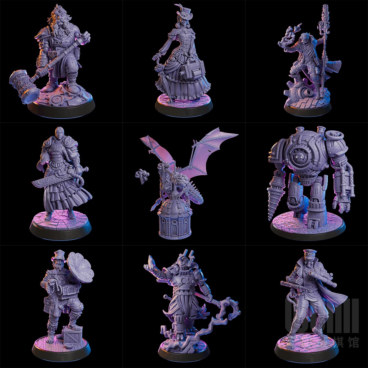 【发条都市】机械龙 矮人 侦探 义警枪手科幻DND桌游跑团棋子模型