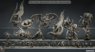 地狱2 天启四骑士 战争饥荒瘟疫死亡 龙与地下城dnd跑团棋子模型