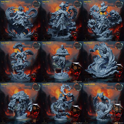 【元素灾变】人类 精灵 法师 武僧 元素生物 DND桌游跑团战棋模型