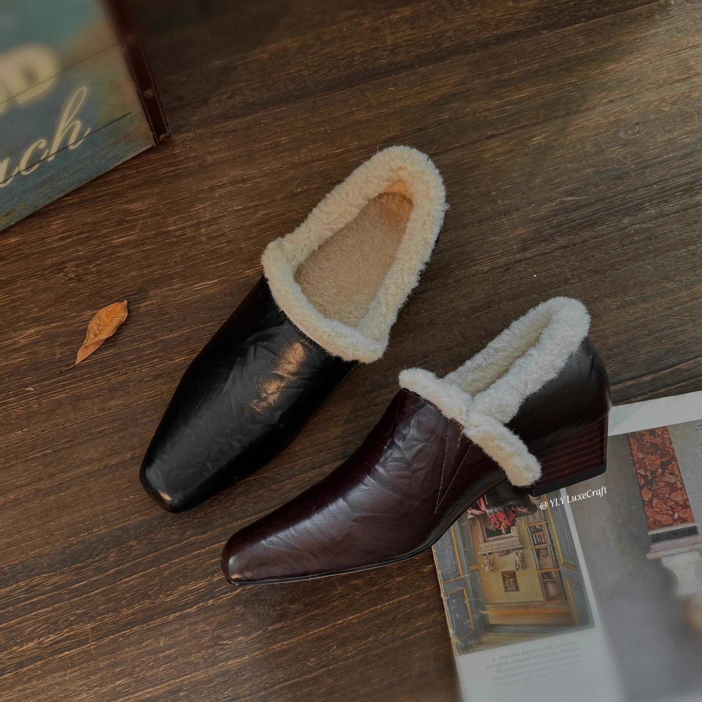 冬加绒加厚毛毛单鞋女通勤皮鞋