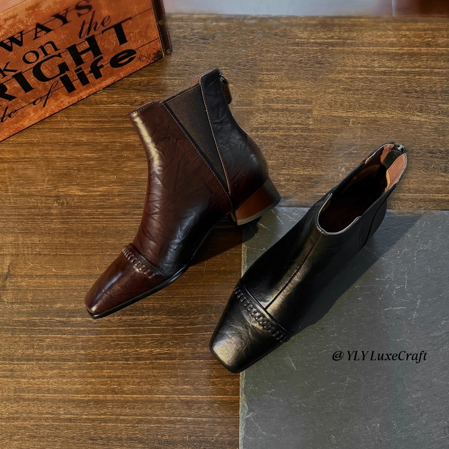 秋冬低跟短靴女大码弹力切尔西靴