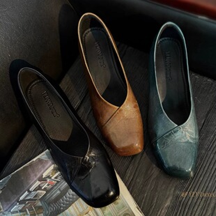 春款 962 粗跟奶奶鞋 女大码 28水洗马皮气质高跟玛丽珍百搭浅口单鞋