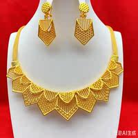 Dubai Arab 24K gold-plated ethnic style bridal dress, gown, necklace set, Thai court gold jewelry thumbnail 3