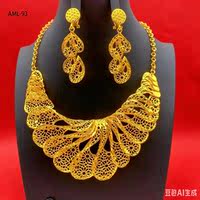 Dubai Arab 24K gold-plated ethnic style bridal dress, gown, necklace set, Thai court gold jewelry thumbnail 4