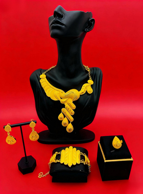 迪拜镀金宝石项链套装 非洲新娘婚礼精美配饰 欧美新款潮流饰品