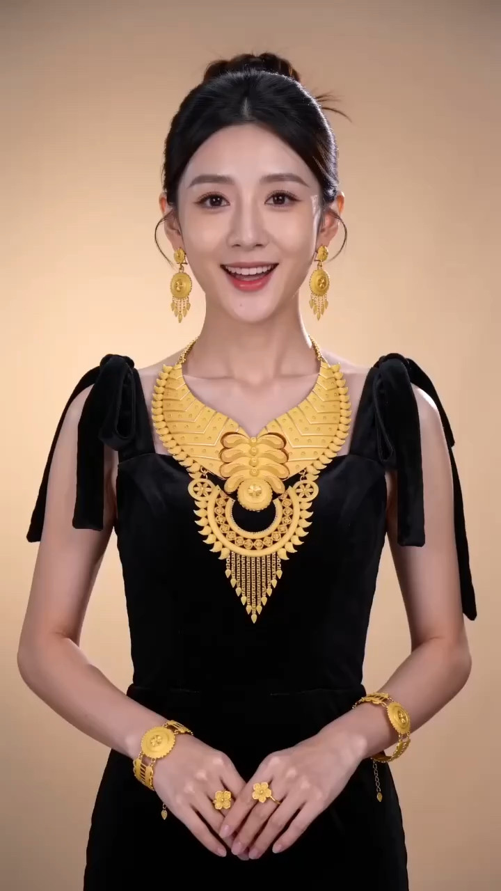 中东迪拜新娘奢华大件套项链耳环手链戒指四件套首饰婚庆新娘配饰