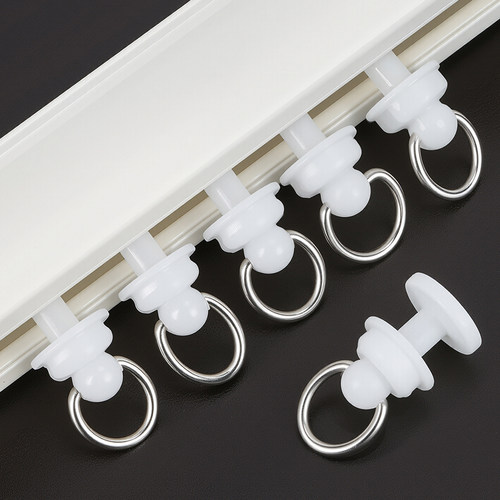 【不锈挂环】窗帘滑轮静音纳米轮子扣环滑道吊轮老式轨道挂钩配件