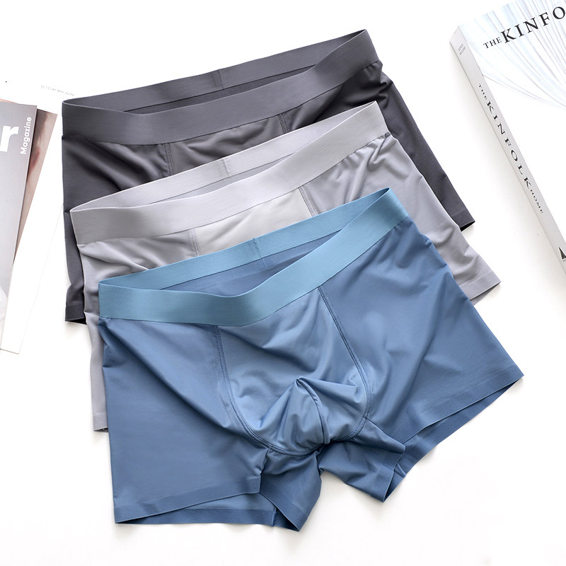 大码内裤200斤冰丝无痕四角裤头男士平角底裤男生衩透气丝滑