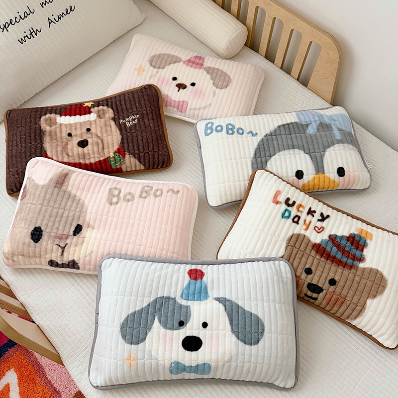 A类儿童牛奶绒枕套 幼儿园宝宝枕头套乳胶枕枕皮35*55秋冬绒枕套