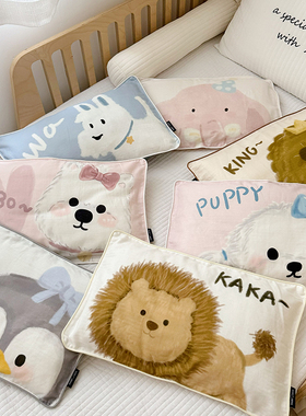 A类全棉双层纱儿童枕套 纯棉宝宝枕头套吸汗透气纱布卡通枕皮3050