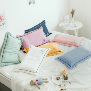 100%全棉磨毛儿童枕套单只装 纯色素色宝枕头套枕皮宝枕头皮3555