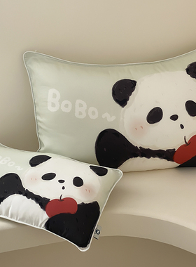 60支兰精天丝枕套儿童枕头套幼儿园宝宝枕套30*50cm熊猫枕皮35*55