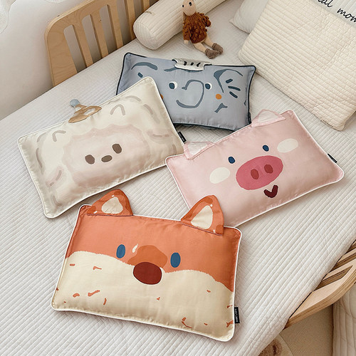 60天丝儿童卡通枕套单只装 宝宝枕头皮30*50立体装饰单人枕皮4874