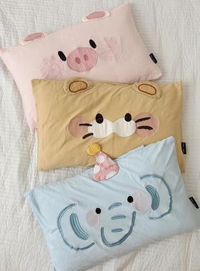 可爱全棉针织棉儿童枕套枕头套 30*50幼儿园枕头罩宝宝枕皮4874