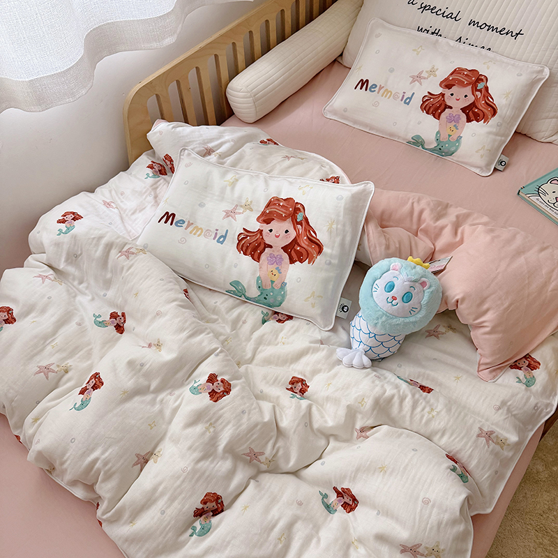 A类全棉双层纱被套 儿童被罩单件 幼儿园三件套 学生宿舍床单被套