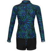 泳装 遮肚运动保守学生显瘦温泉大码 分体平角裤 泳衣女长袖