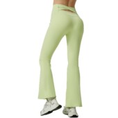 交叉腰微叭型微喇长裤 运动风瑜伽长裤 女lulu高腰提臀塑身裤