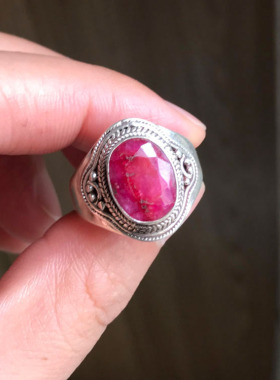 搜十女925纯银复古戒指