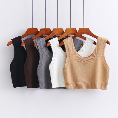 针织马甲女装早春季新款纯色外搭毛衣小背心叠穿坎肩短款马夹上衣