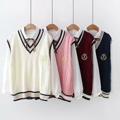 两件套女春秋冬日系英伦风针织毛衣背心 马甲衬衫 学生装 学院风套装