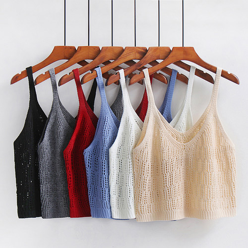 初春女装叠穿单品韩系镂空针织马甲女设计感外穿内搭吊带背心上衣