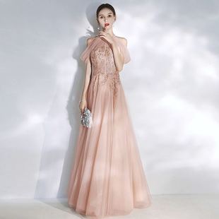 敬酒服新娘2020新款 质感挂脖晚礼服长裙名媛年会连衣裙女走秀演出