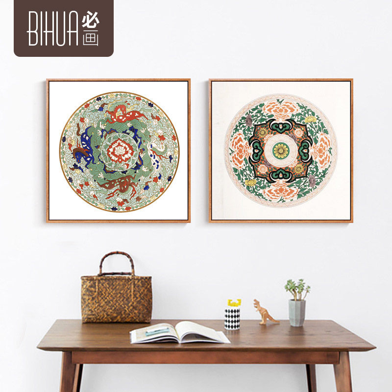 必画新中式客厅装饰画玄关餐厅卧室墙画国画简约挂画吉祥彩陶壁画
