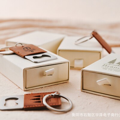 Etsy 希音 TUMU跨境定制logo短款皮革开瓶器便携带开瓶器美式礼物